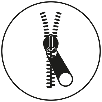 Closure by zipper